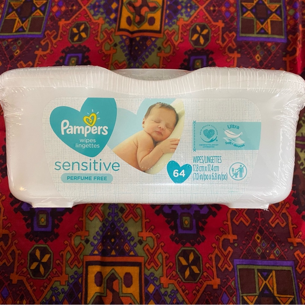 Pampers baby Sensitive wipes- 64 count Pop up Container new SEALED box READ